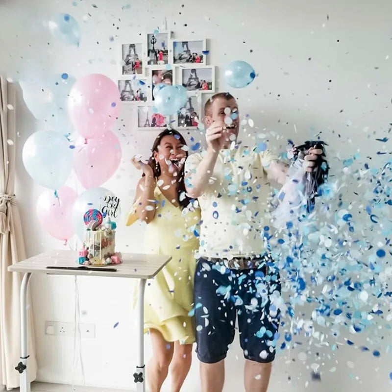 Boy or Girl Gender Reveal Party Decoration 36'' Giant Black Latex Balloon Blue Pink Confetti Baby Shower Globos Supplies