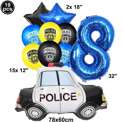 Blue Car Police Truck Foil Balloon Boys Birthday Balloons 4D Standing Balloons Baby Shower Police Themed Birthday Party Decors