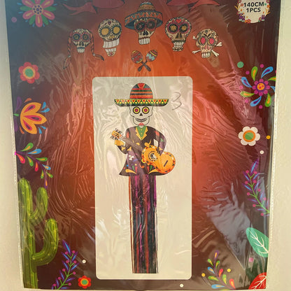 1.3m Mexico Day of the Dead Skeleton Ghost Bride Hanger Porch Sign Halloween Party Outdoor Decor Ghost Couple Door Hanging Flag