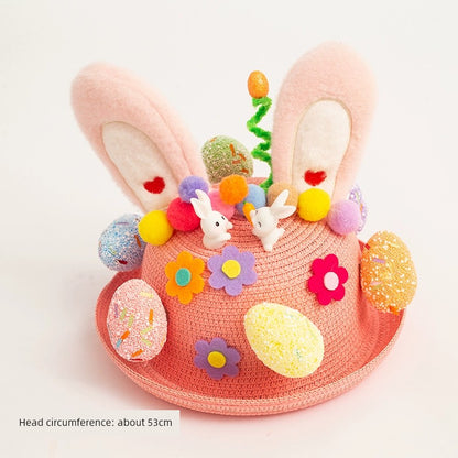 Easter Hat DIY Rabbit Chicken Kindergarten Handmade Material Kit Kids Matching Performance and Catwalk Activity