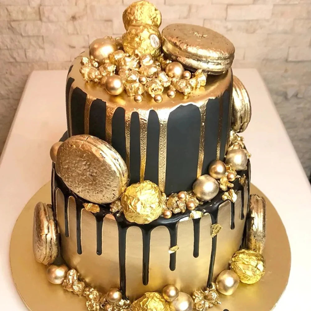 85g Golden Beads Cake Topper for Birthday Wedding Valentine's Day Party DIY Cake Decoration Not Edible for Decoration Only