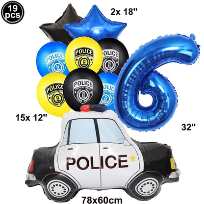 Blue Car Police Truck Foil Balloon Boys Birthday Balloons 4D Standing Balloons Baby Shower Police Themed Birthday Party Decors