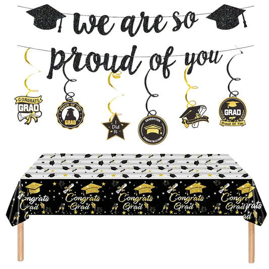 Congrats Graduation Party Tablecloth Table cover supplies Congrats Grad Tablecloth 2025 Congrats Grad Party decoration Banner