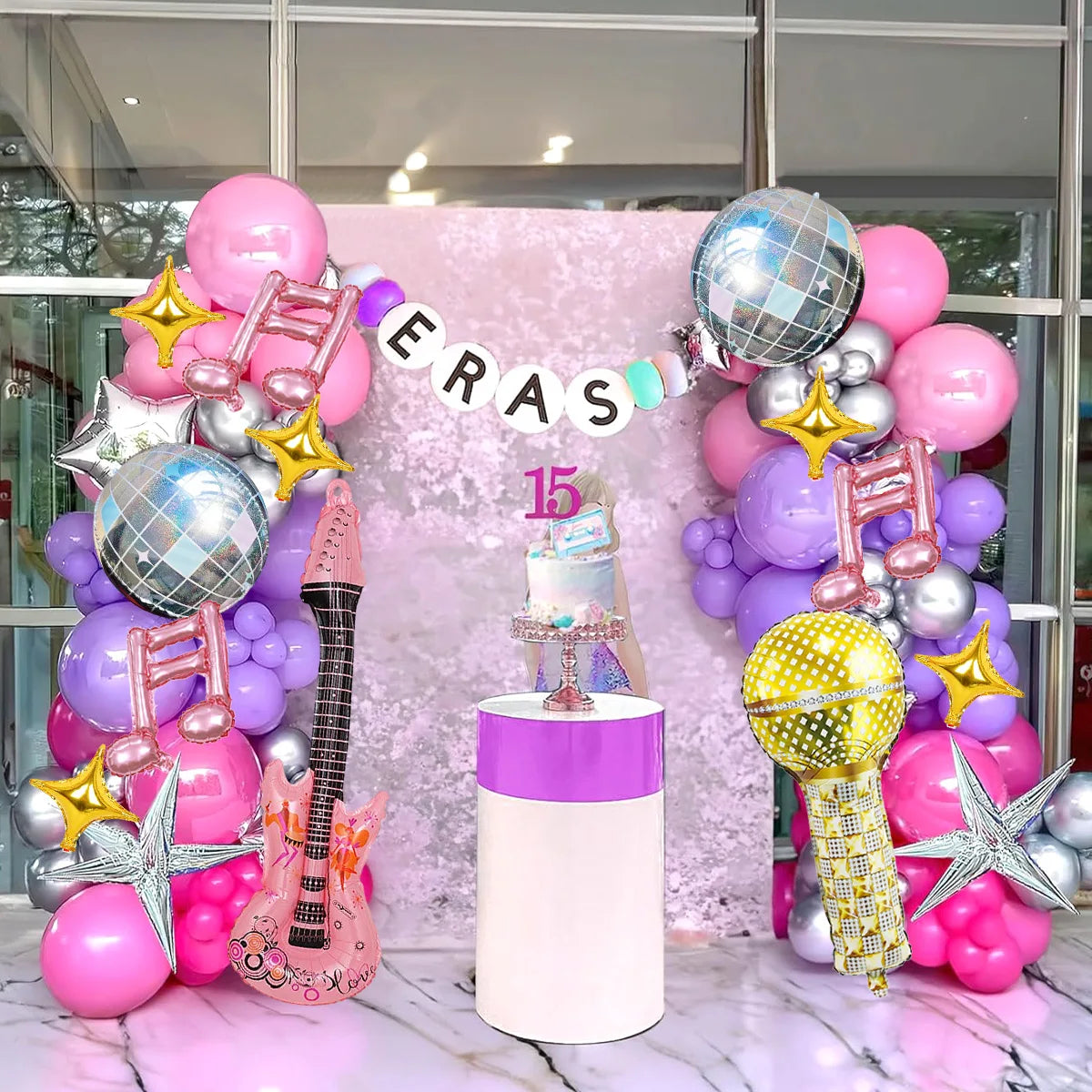Music party disco balloon set, pop singer, 8090s hip hop disco party, birthday party, music props decoration supplies