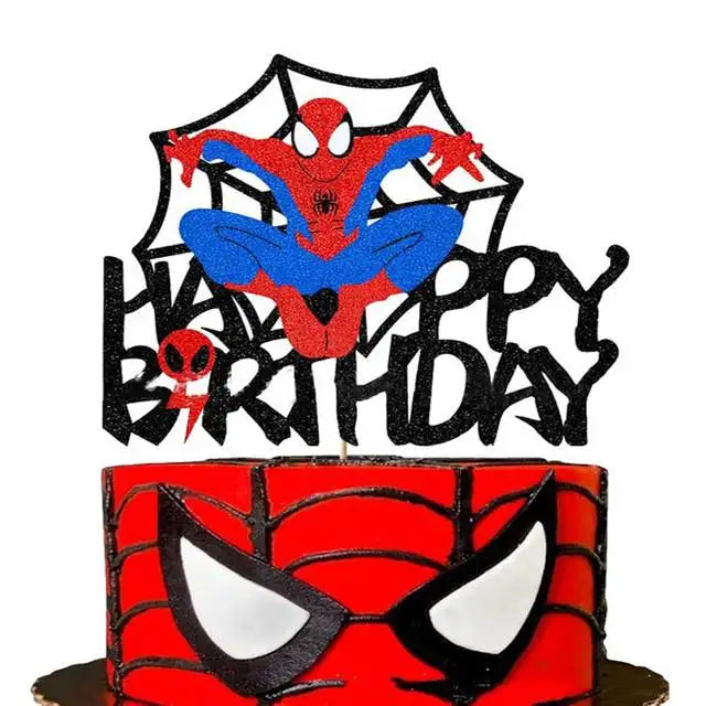 Spiderman Cake Toppers Superhero Birthday Cake Decorations CupCake Topppers Ornaments for Kids Boys Baby Shower Supplies Gifts