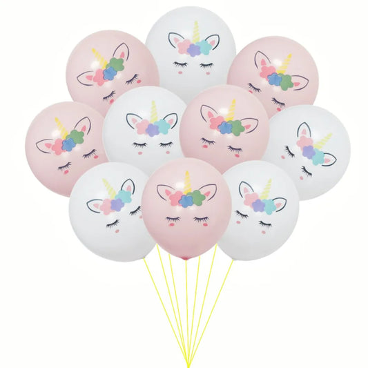 12inch Unicorn Latex Balloons Decorative Balloons for Birthday Party, Baby Shower Theme Party, Pink and White, 10/20pcs