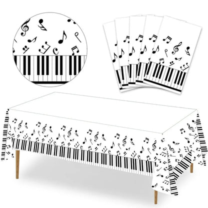 10Guests Music Festival Party Disposable Tableware White Black Note Happy Musical Lover Birthday Party Supplies