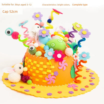 Easter Hat DIY Rabbit Chicken Kindergarten Handmade Material Kit Kids Matching Performance and Catwalk Activity
