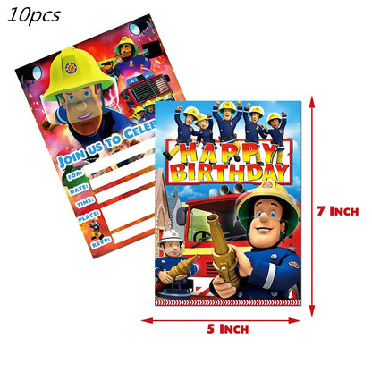 Firefighter Sam Party Supplies Plates Napkins Cups Tablecloth Banner Fire Truck Party Decorations Kids Boys Decor Supplies