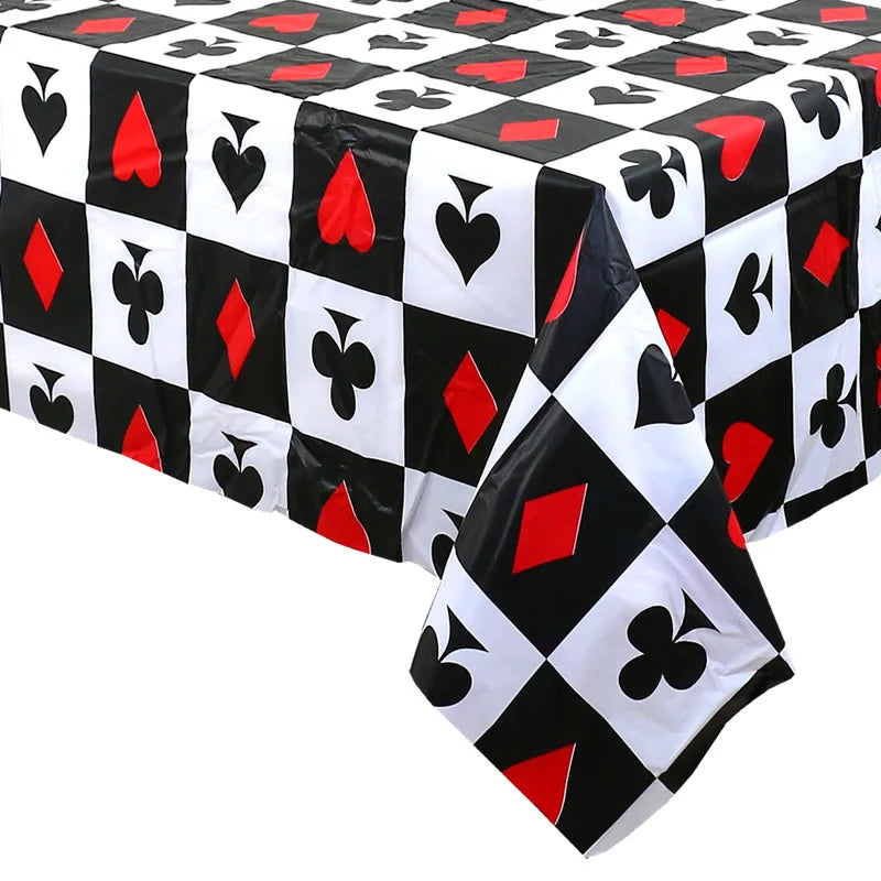 Las Vegas Theme Casino Backdrop Hanging decor Garland Banner Poker tablecloth table cover Casino Night Poker Party Decorations