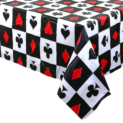 Las Vegas Theme Casino Backdrop Hanging decor Garland Banner Poker tablecloth table cover Casino Night Poker Party Decorations