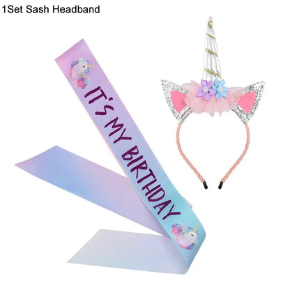 Rainbow Unicorn Party Balloons Disposable Tableware Gift Bags For Kids Girl Unicorn Birthday Party Decoration Favors Supplies