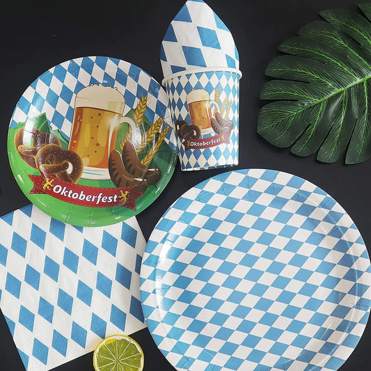 Oktoberfest Table Cloth Pennant Decorations Diamond Table Cover Banners Bavarian Beer Festival Indoor Outdoor Party Decorations