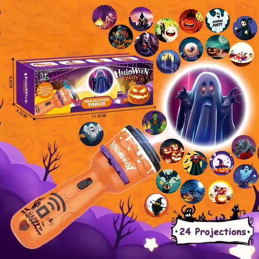Halloween Projection Flashlight, Early Education Puzzle Development Toy, 24 Patterns Projector Torch Baby Toys, Hallowmas Gifts
