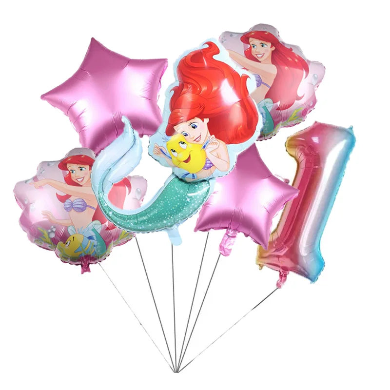 The Little Mermaid Theme Party Supplies  Ariel Princess Paper Napkin Plate Cup Balloons Kid Girls Birthday Party Decoration Gift
