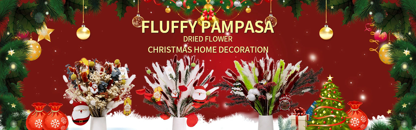 165PCS Pampas Grass Dried Flowers Boho Farmhouse Country Wedding Home Room Decor Bouquet Bunny Tail Grass DIY Artificial Flowers