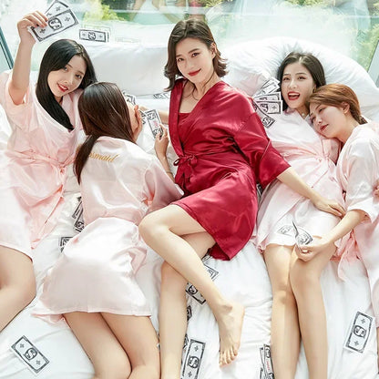 Bride To Be Dressing Gown Bridesmaid Bathrobe Team Bride Robe Wedding Decoration Bridal Shower Hen Bachelorette Party Decor