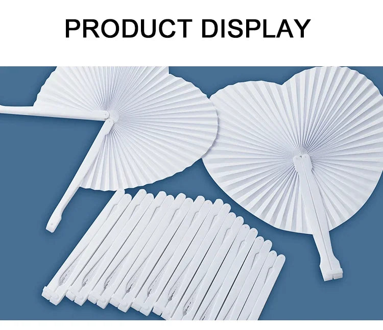 20/100 PCS Foldable DIY Painting Heart Shape Round Paper Fan Wedding Party Guest Gifts Decoration Anniversary Kids Party Favors