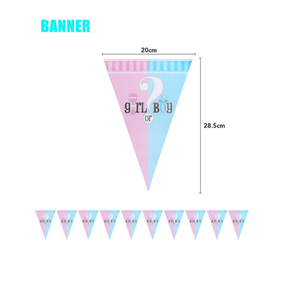 Boy Or Girl Gender Reveal Disposable Tableware Plate Cup Banner Balloons Baby Shower Gender Reveal Party Decorations
