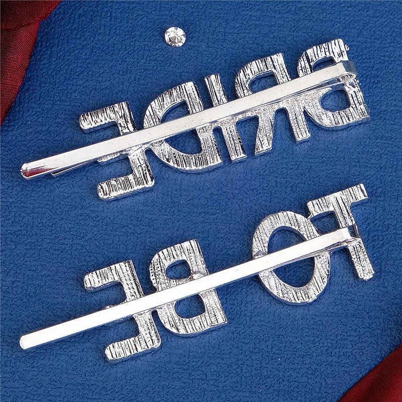 New 2 pieces Silver Bride To Be Rhinestone Word Hair Clips Barrettes Hairpins Small Hairgrips Headwear Hair Styling Accessories