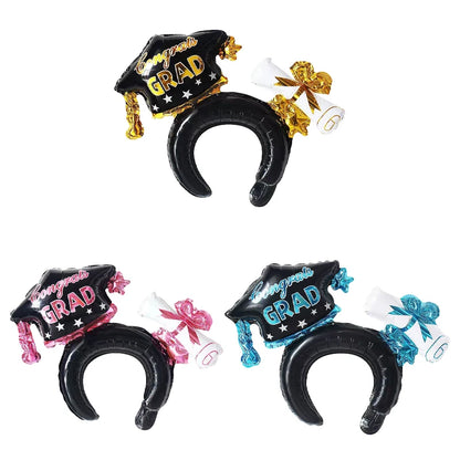10/30/50-Piece Set New Black Graduation Cap Headband Balloon Set Inflatable 2025 Graduation Season Party Decorations