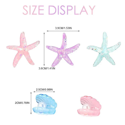 Mermaid Tail Cake Toppers Under the Sea Cake Decoration Seashell Sea Star Cake Topper for Birthday Baby Shower Wedding Cake Deco