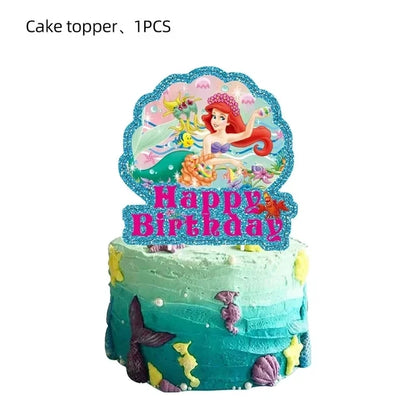 The Little Mermaid Theme Party Supplies  Ariel Princess Paper Napkin Plate Cup Balloons Kid Girls Birthday Party Decoration Gift