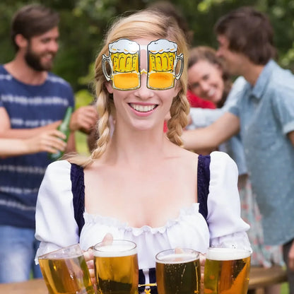 12Pcs Oktoberfest Glasses Plastic Goggles Beer Mug Pattern Glasses Photo Props German Oktoberfest Theme Event Decoration
