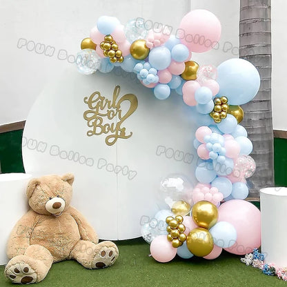 Birthday Party Ballon Garland Arch Kit Gender Reveal Balloons Maca Blue Pink Baloon Latex Boy Or Girl Baby Shower Decorations