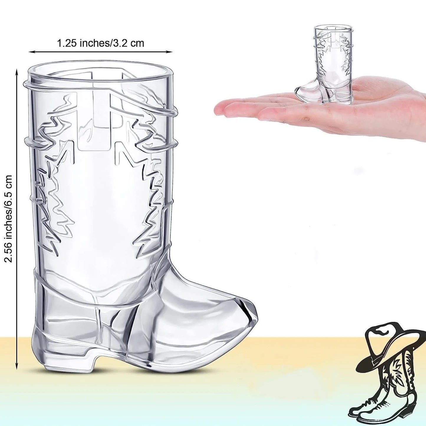 Mini Western Cowboy Boot Shot Glasses Cowgirl Cute Doll Hat Plastic Boot Cups Cowboy Birthday Supplies Bachelorette Party Favors