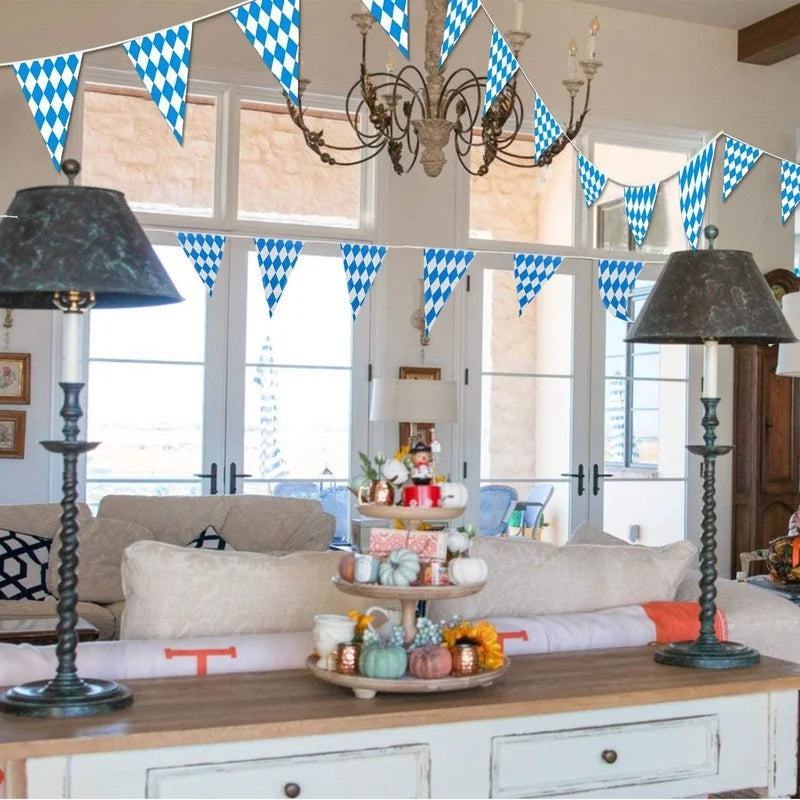 Oktoberfest Table Cloth Pennant Decorations Diamond Table Cover Banners Bavarian Beer Festival Indoor Outdoor Party Decorations