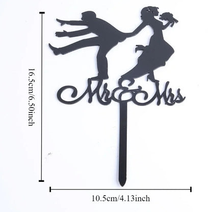MR MRS Cake Topper Acrylic Black Wedding Cake Topper Decorations Mariage Baking Tools Party Supplies