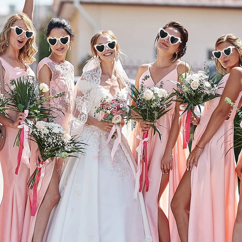 Heart Shaped Sunglasses Wedding Bride Bridesmaid Gift Bachelorette Party Favors Bridal Squad Glasses Bulk 12/24/36/48/60PCS