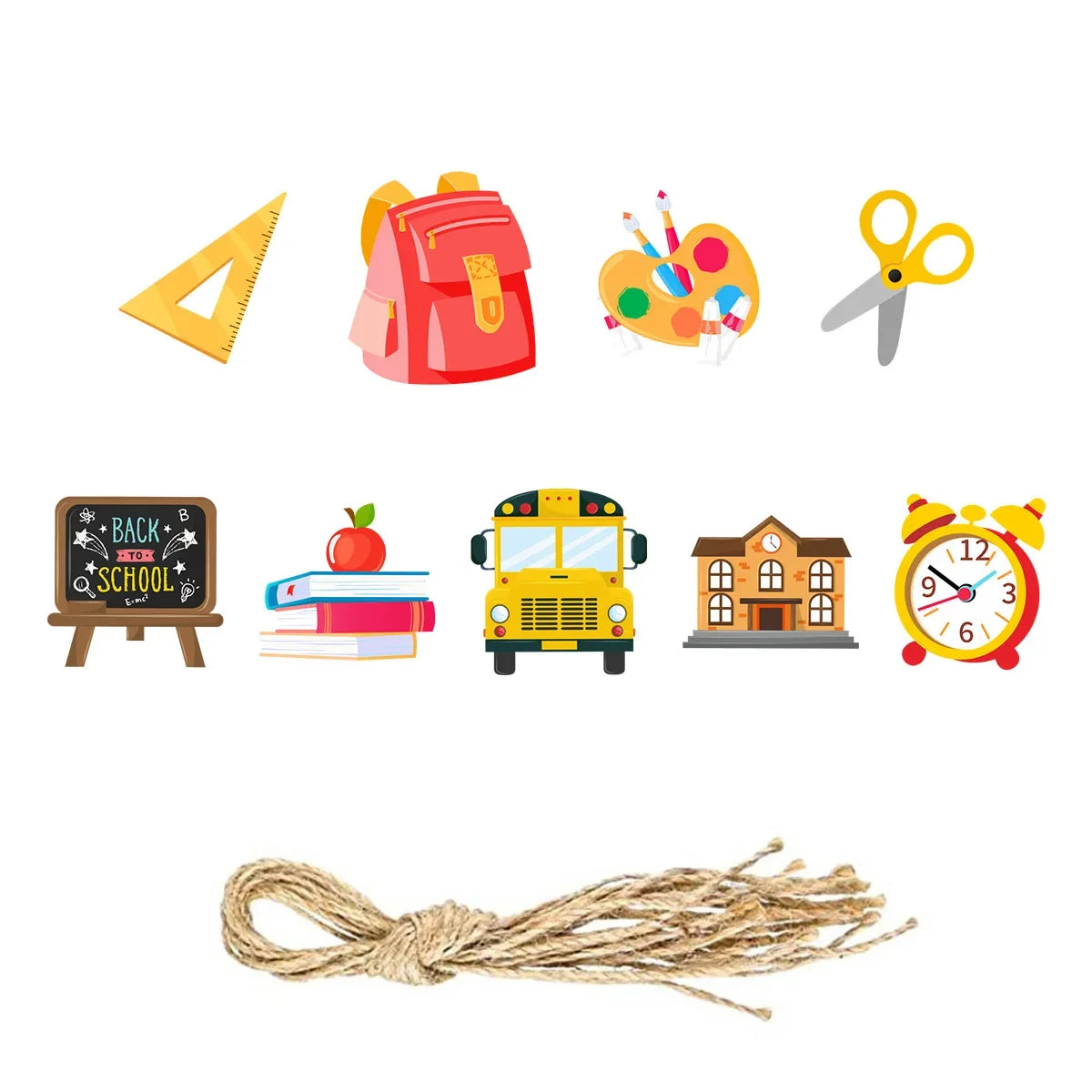 9Pcs/Bag Cartoon Back To School Theme Tree Pendant Hangers Backdrop First Day of School Blackboard for Classroom Decorations