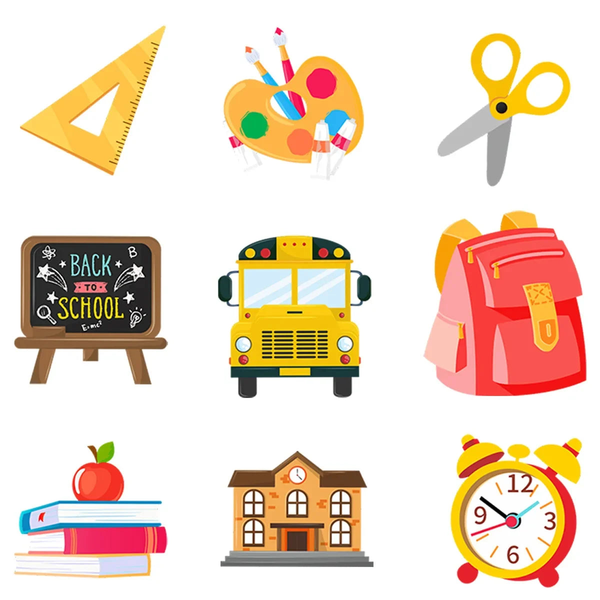 9Pcs/Bag Cartoon Back To School Theme Tree Pendant Hangers Backdrop First Day of School Blackboard for Classroom Decorations