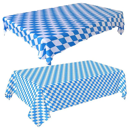 German Beer Festival Decor Blue White Table Cover Oktoberfest  Disposable Tablecloth Bavarian Flag Check Home Party Supplies