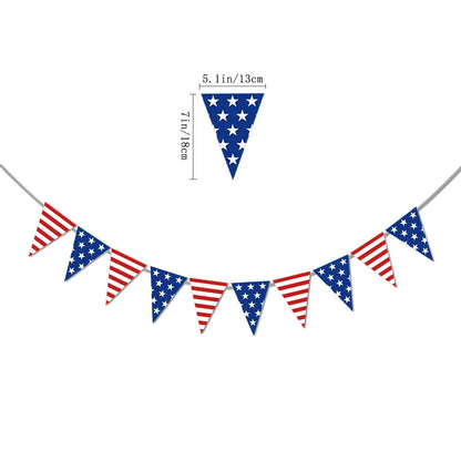 Independence Day Theme Party Banner Spiral Hanger Paper Fans American Flag Garland Patriotic 4th of July Party Background Decor