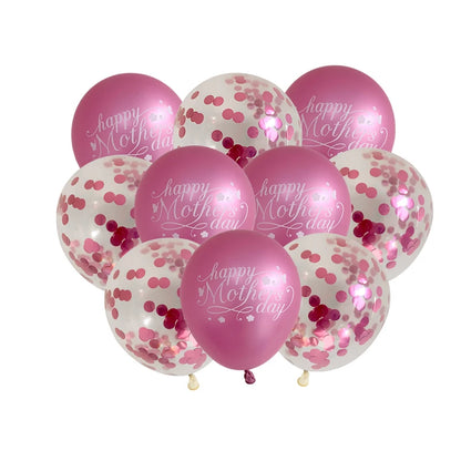 10pcs 12inch English Mother Father Foil Balloons Mother's Day Heart Shape Helium Love Globos Decor Mama Balloon Gifts Balaos