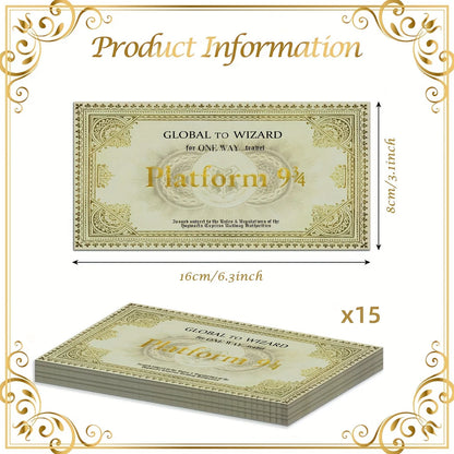 10Pcs Train Ticket Platform 9 3/4 Cards , Magical Birthday Party Decorations ,9 3/4 Cards for Wizard Party Decoration Wizard