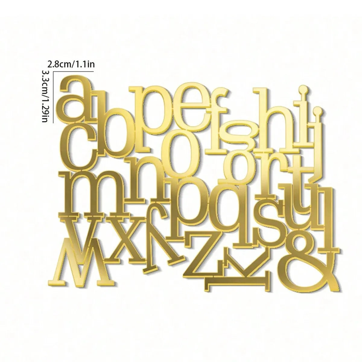 27pcs English Letters Set Gold Black Acrylic Cake Topper Happy Birthday Wedding Party Cupcake Topper for Cake Decorations