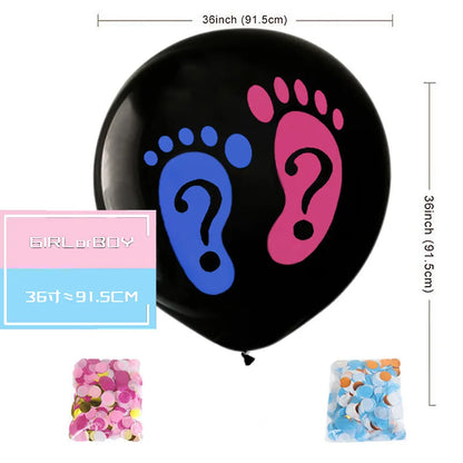 Boy or Girl Gender Reveal Party Decoration 36'' Giant Black Latex Balloon Blue Pink Confetti Baby Shower Globos Supplies
