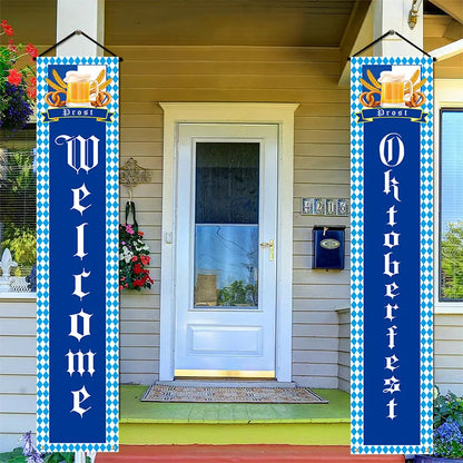 Beer Flag The Munich Oktoberfest Event Party Decorations Door Hanging Banner 1 Pair Tapestry Polyester Printed for Home Outdoor