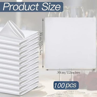 100PCS 30*30cm Satin Napkin Square Washable Soft Smooth Fabric Table Napkin for Wedding Banquet Party Hotel Restaurant Decor