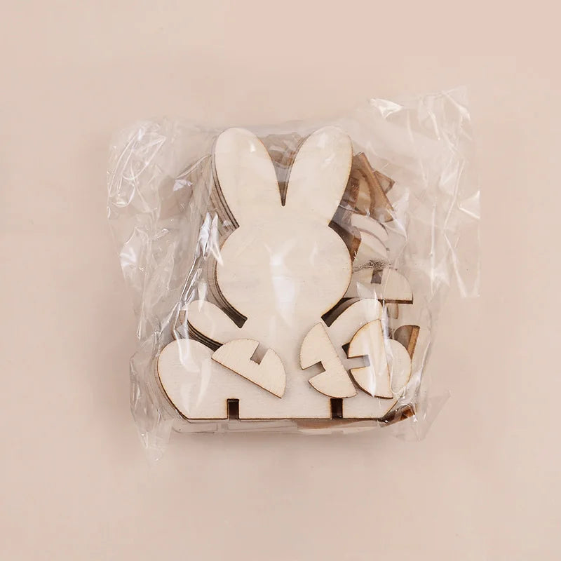 5/10/20Pcs Wooden Easter Rabbit Ornaments Kids Handmade DIY Painting Toy Gift Happy Easter Party Home Decoration Supplies 2025