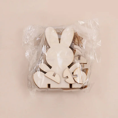 5/10/20Pcs Wooden Easter Rabbit Ornaments Kids Handmade DIY Painting Toy Gift Happy Easter Party Home Decoration Supplies 2025