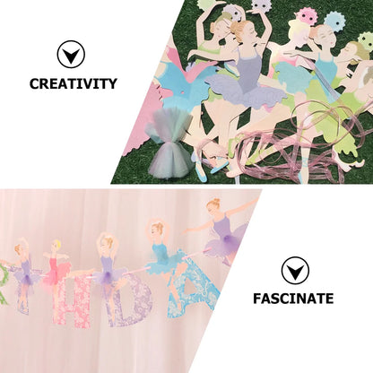 1 Set Ballet Girl Dancing Bunting Banner Ballerina Paper Flag Wedding Hanging Streamer DIY Supplies Party Favors Birthday Decor
