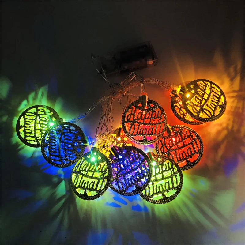 Mini LED String Light Gold AUM OM Lakshmi Ganesha String Light for Deepavali Diwali Party Decoration Festival Golden String Lamp
