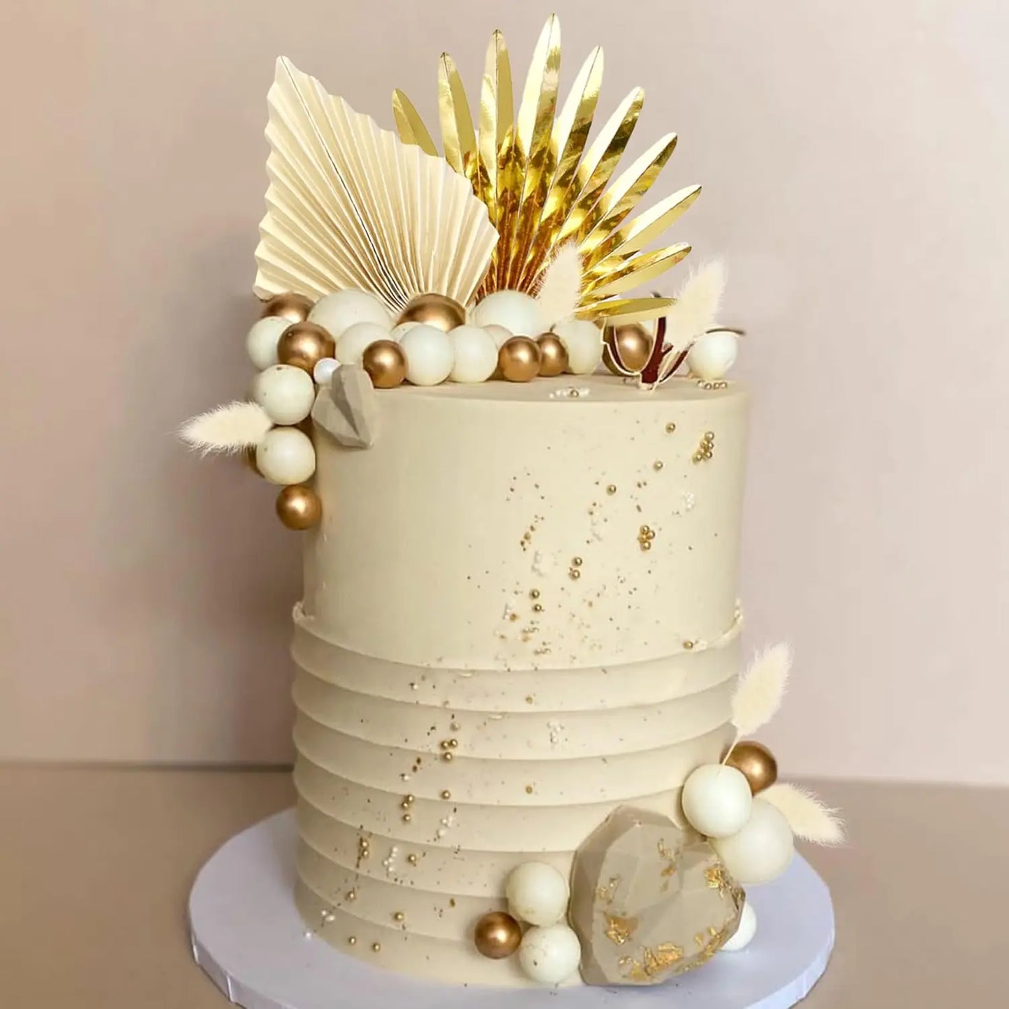Palm Leaves Cake Decorations Balls Cake Toppers for Birthday Wedding Anniversary Baby Shower Party Supplies