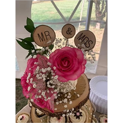 3 Pcs Premium Wedding Cake Toppers, Mr and Mrs Cake Topper, Rustic Wedding Decoration, Wedding Cake Topper for Wedding