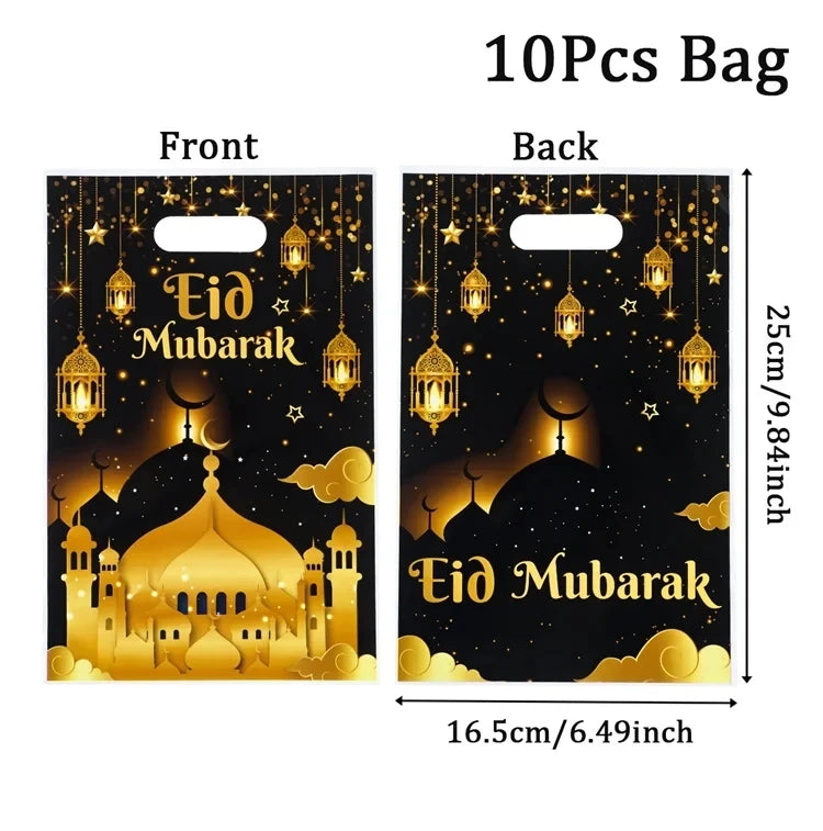 Eid Mubarak Gift Bags Plastic Candy Cookie Bag Ramadan Kareem Decoration 2025 Islamic Muslim Party Supplies Eid Gifts
